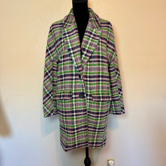 ASTR The Label Keller Plaid Wool Blend Coat Plaid Size Medium - Picture 15 of 15
